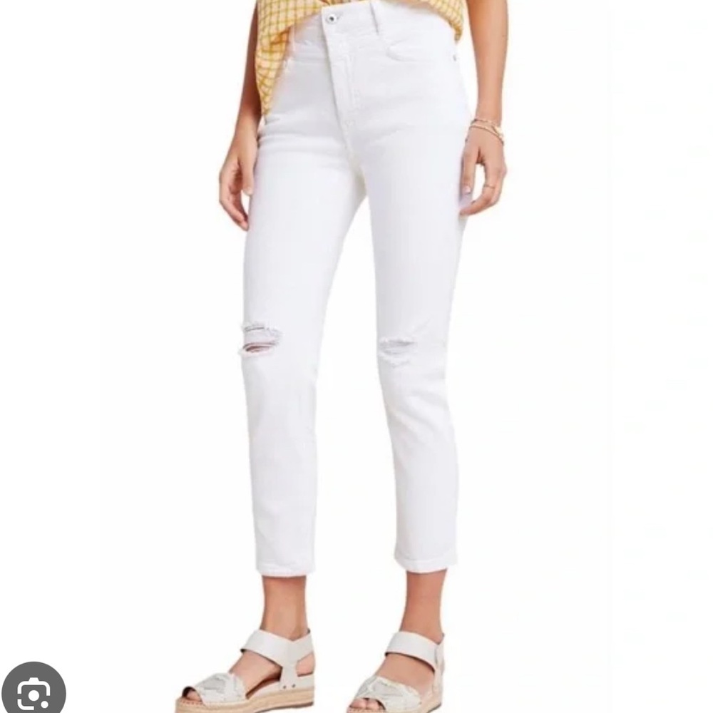 Pilcro by Anthropologie High Rise Slim White Distressed Denim